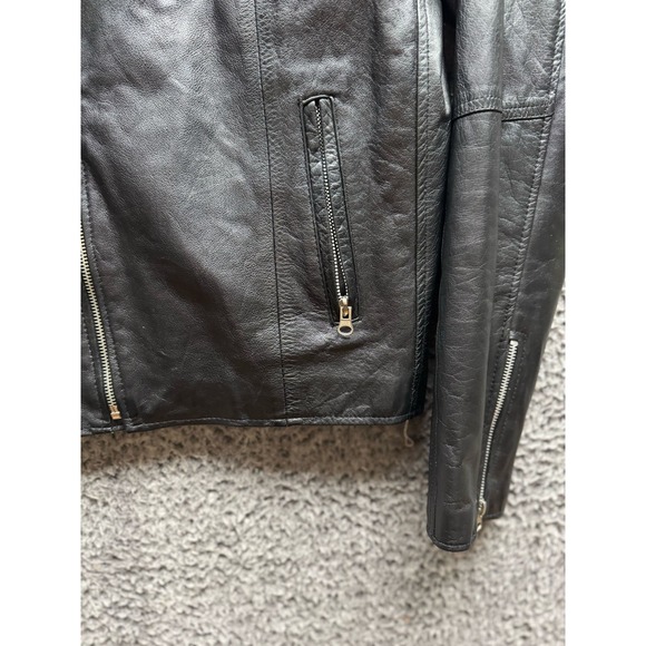 Shimokitazawa Ringo Full Zip Leather Bikers Jacket Black Women's Size L - Picture 6 of 12